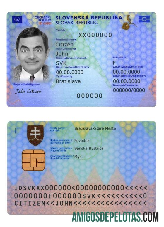 Cartão de identificação da Eslováquia 2022 presente exemplo